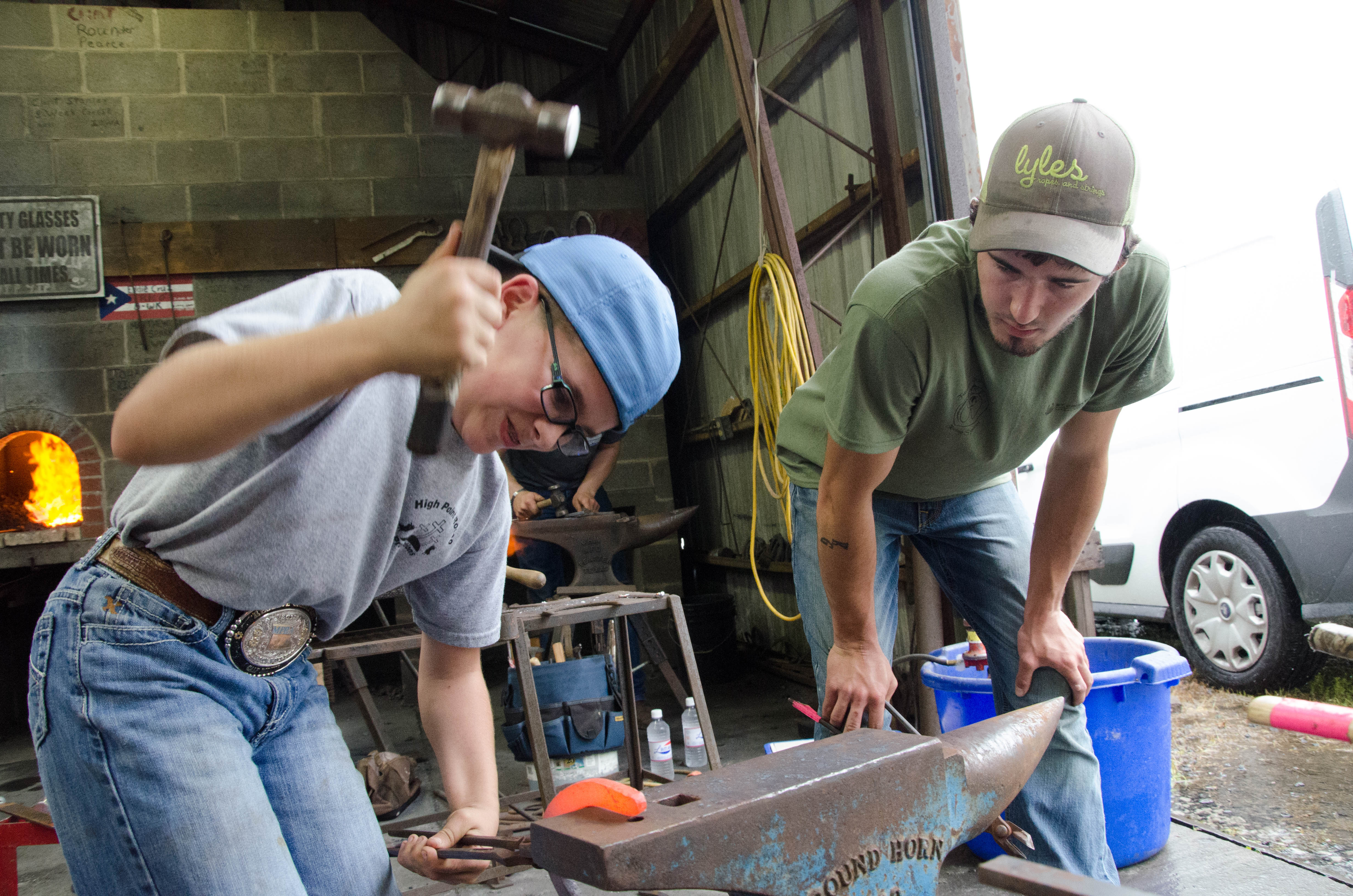 Dakota Bayless at Heartland Horseshoeing School